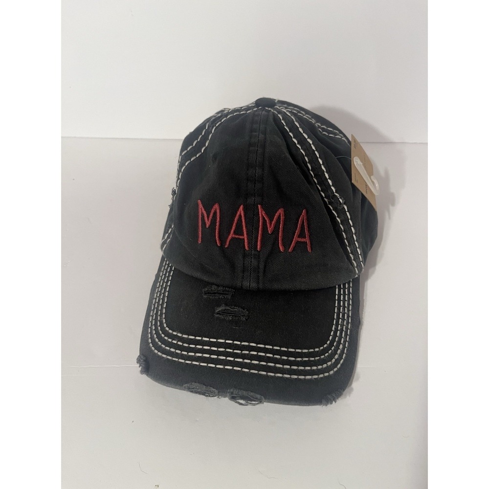 Iron Orchid Studio MAMA Distressed Black Baseball Cap Hat Adjustable Women NWT